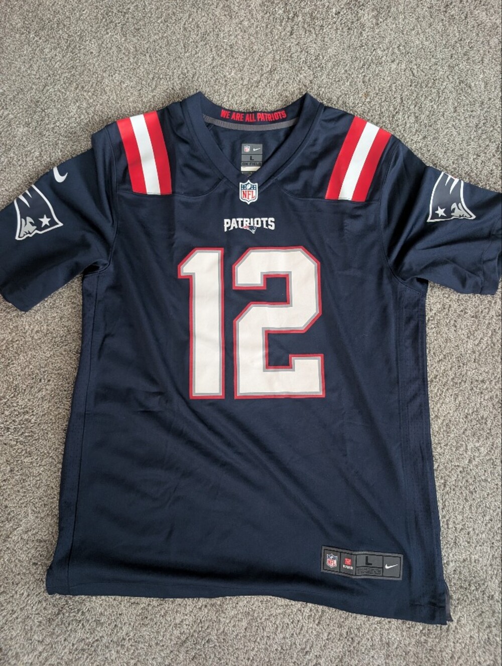 Nike New England Patriots Tom Brady #12 On Field Jersey Navy Large